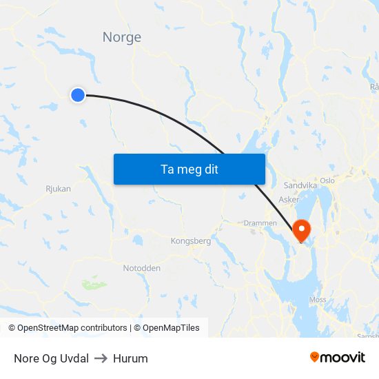 Nore Og Uvdal to Hurum map