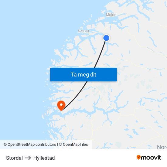 Stordal to Hyllestad map