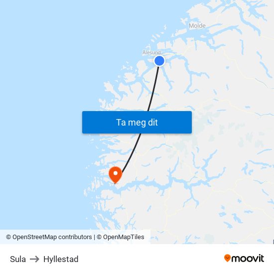 Sula to Hyllestad map