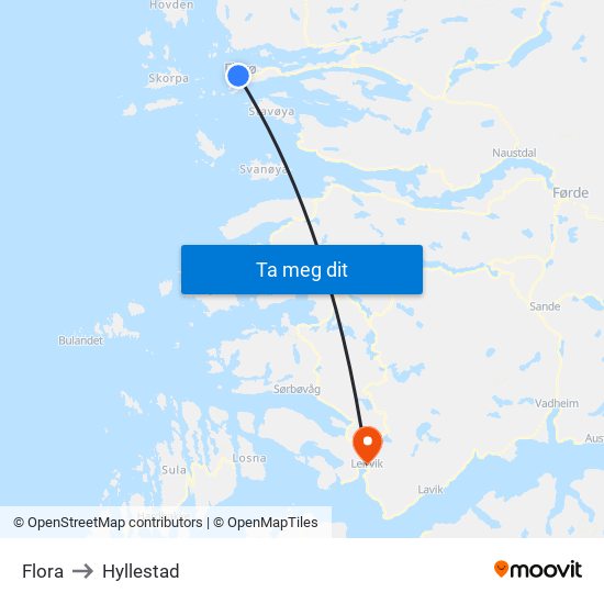 Flora to Hyllestad map