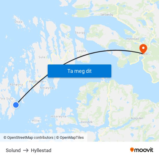 Solund to Hyllestad map