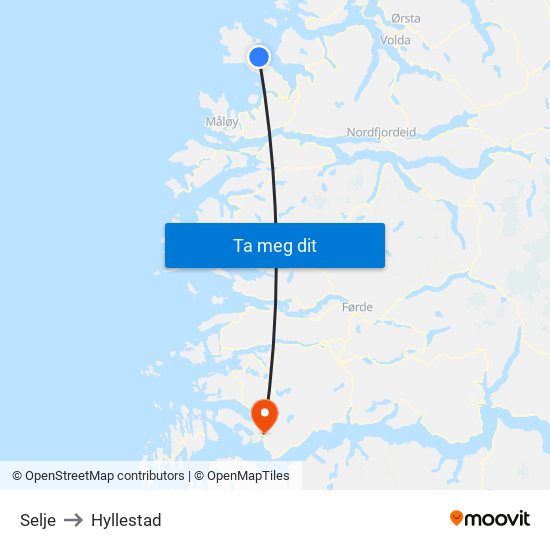 Selje to Hyllestad map