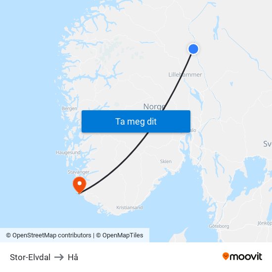 Stor-Elvdal to Hå map
