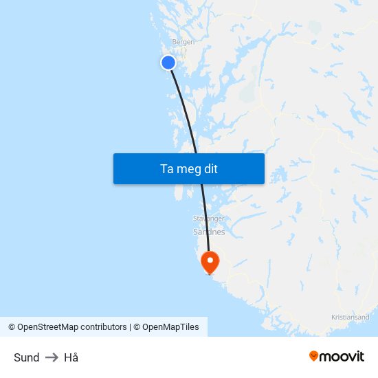 Sund to Hå map