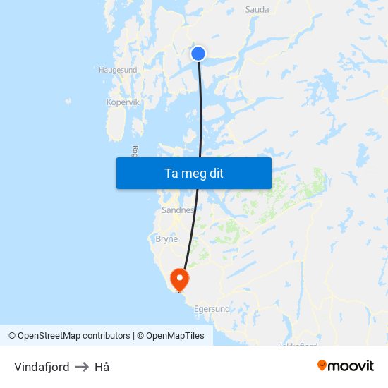 Vindafjord to Hå map