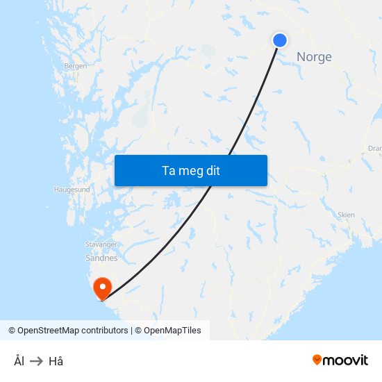 Ål to Hå map