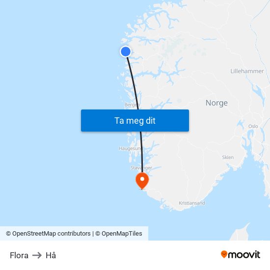 Flora to Hå map