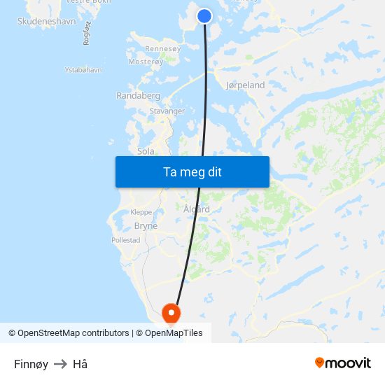 Finnøy to Hå map