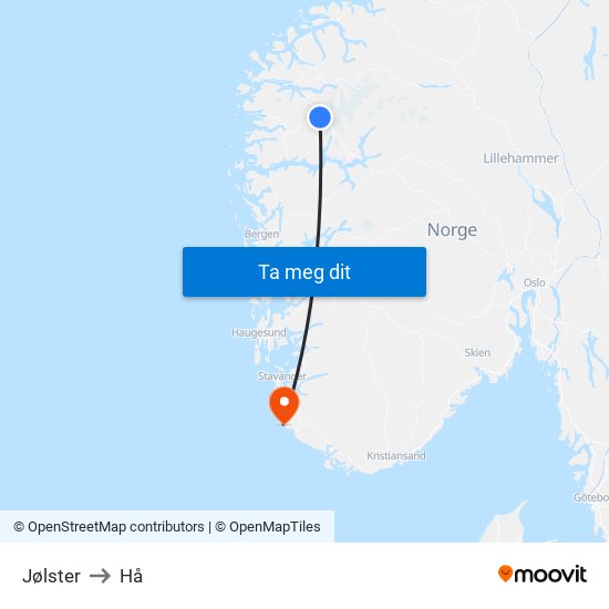 Jølster to Hå map