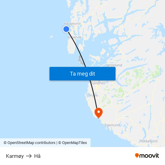 Karmøy to Hå map