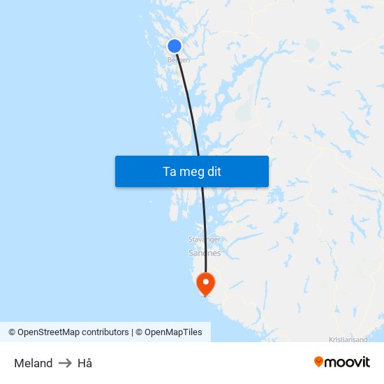 Meland to Hå map