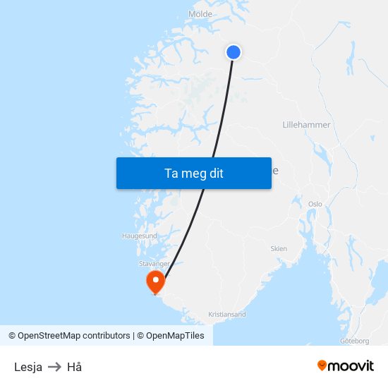 Lesja to Hå map