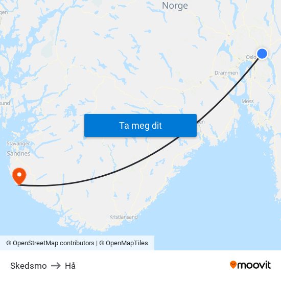 Skedsmo to Hå map