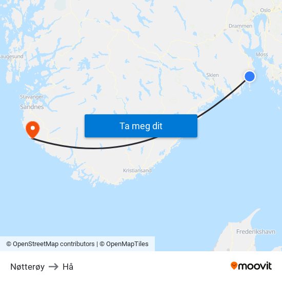 Nøtterøy to Hå map