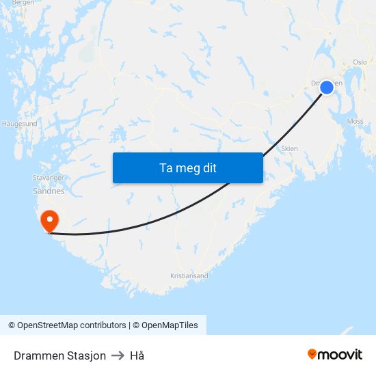 Drammen Stasjon to Hå map