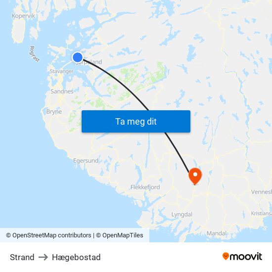 Strand to Hægebostad map