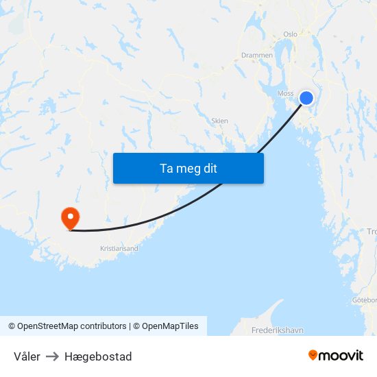 Våler to Hægebostad map