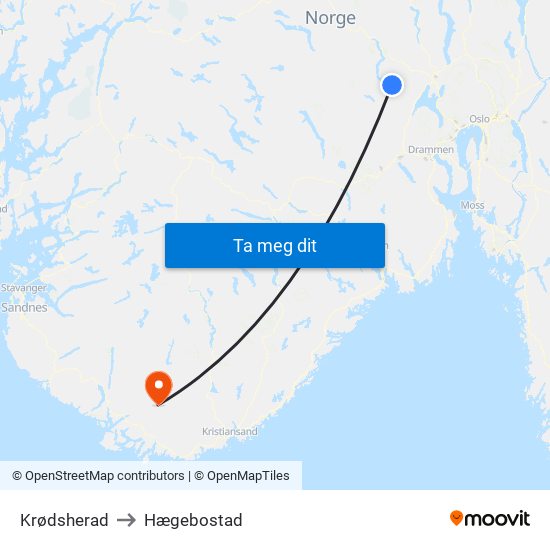 Krødsherad to Hægebostad map