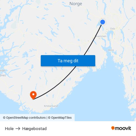 Hole to Hægebostad map