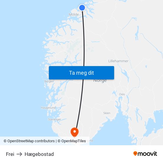 Frei to Hægebostad map