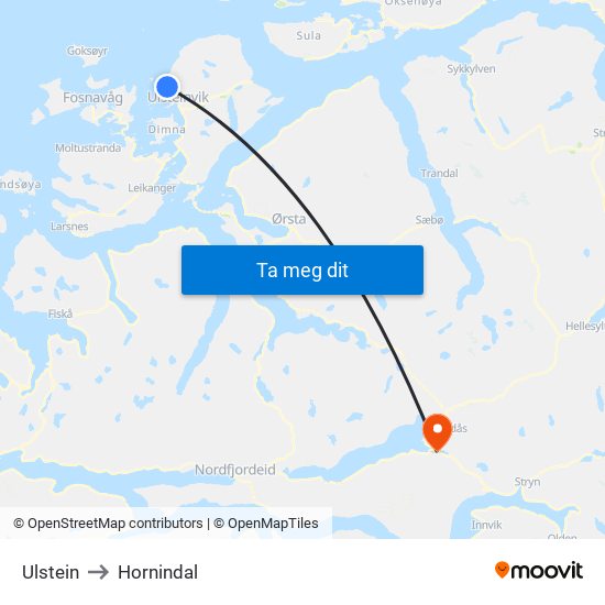 Ulstein to Hornindal map