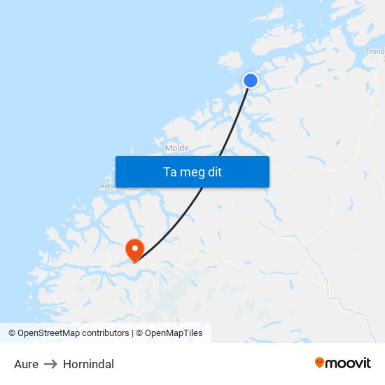 Aure to Hornindal map