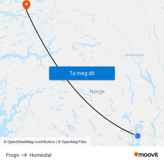 Frogn to Hornindal map