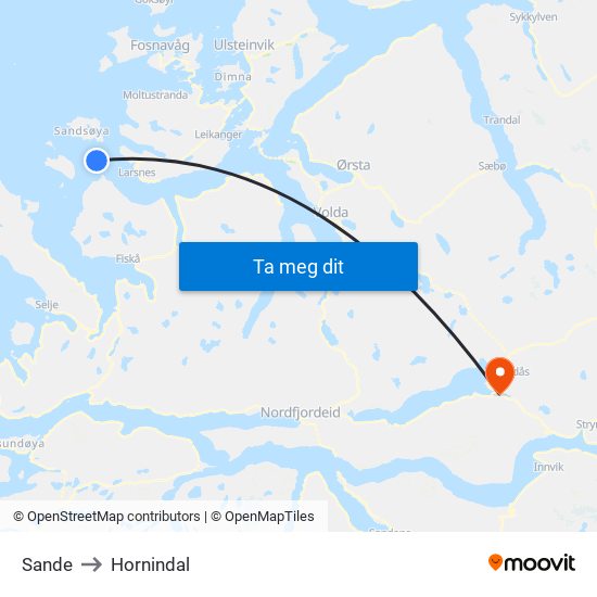 Sande to Hornindal map