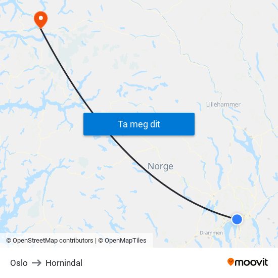 Oslo to Hornindal map