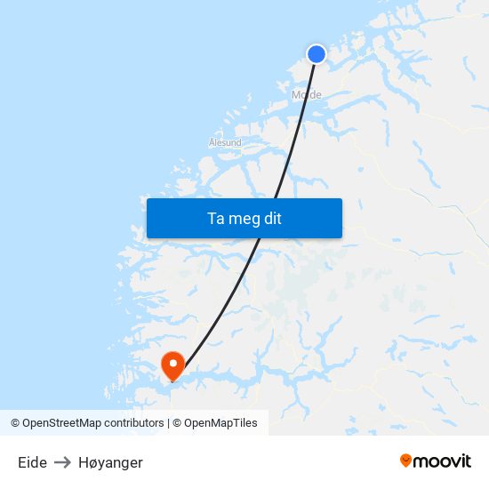 Eide to Høyanger map