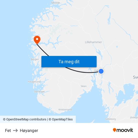 Fet to Høyanger map