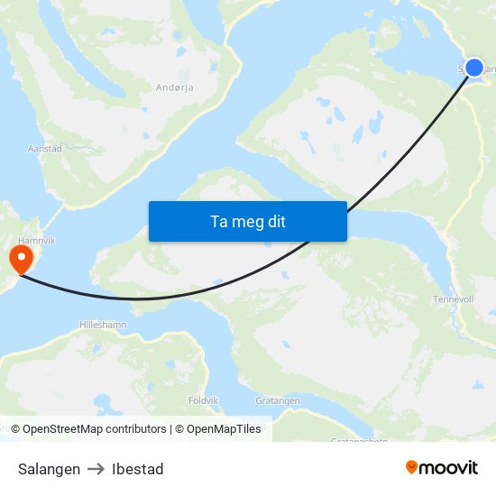 Salangen to Ibestad map