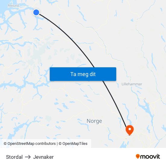 Stordal to Jevnaker map