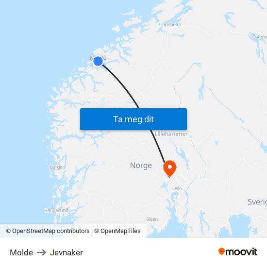 Molde to Jevnaker map