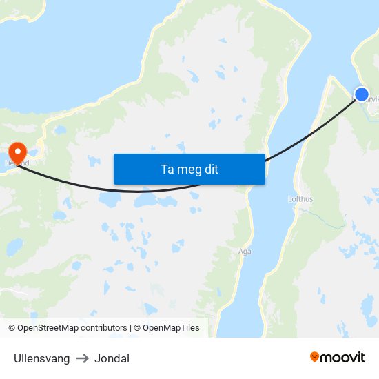 Ullensvang to Jondal map