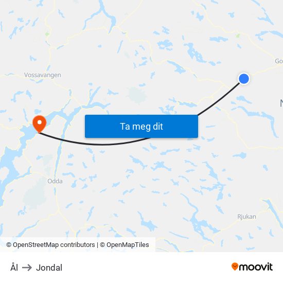 Ål to Jondal map