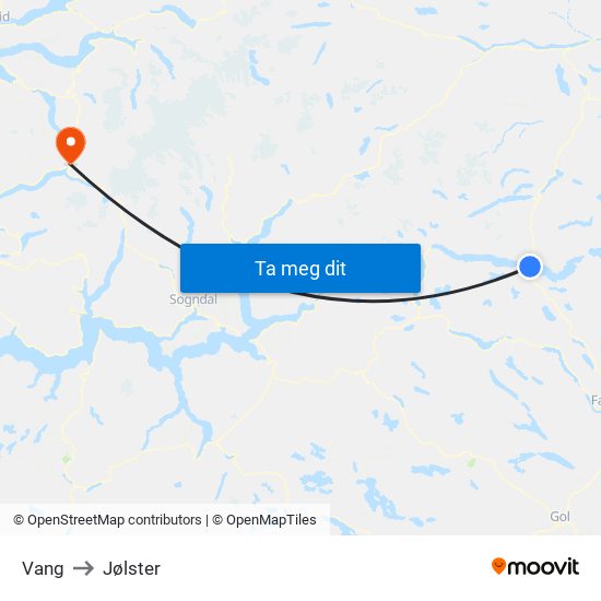 Vang to Jølster map