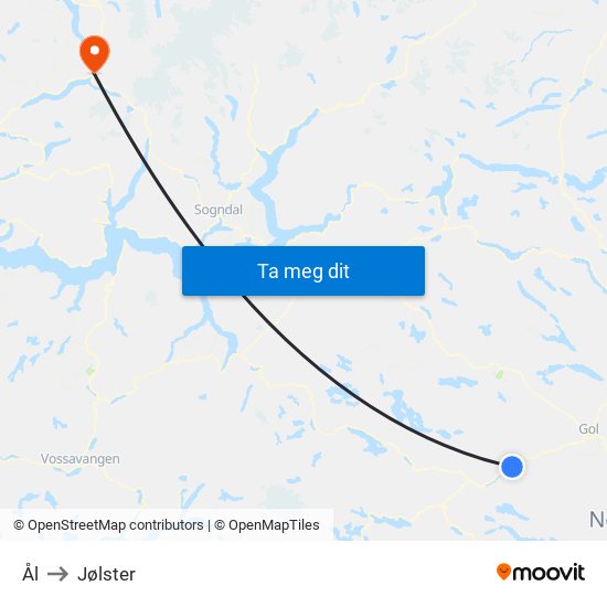 Ål to Jølster map