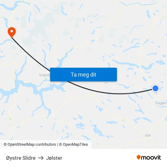 Øystre Slidre to Jølster map