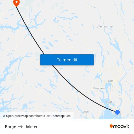Borge to Jølster map