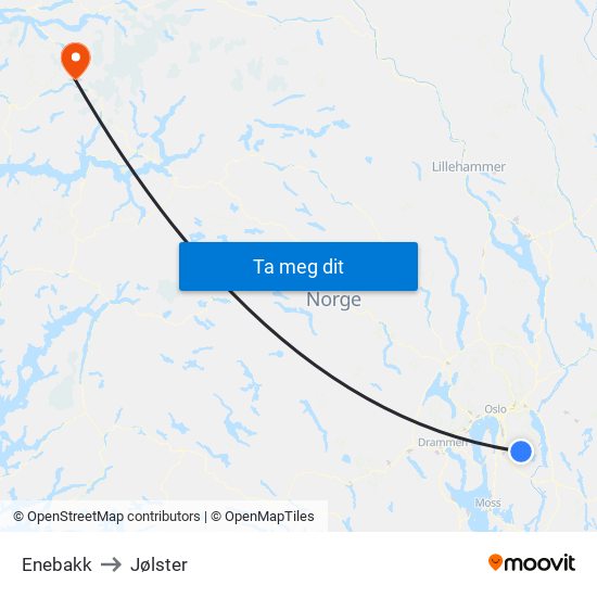 Enebakk to Jølster map