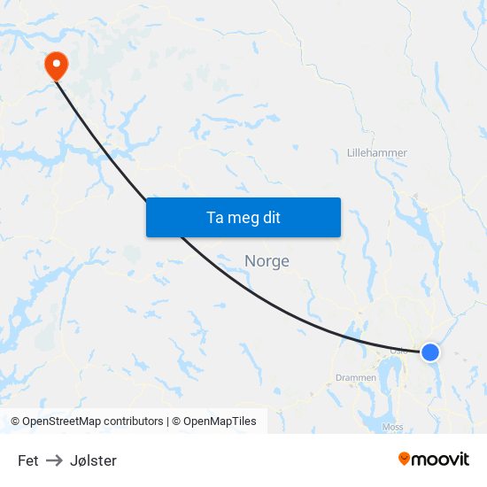 Fet to Jølster map