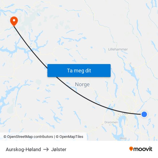 Aurskog-Høland to Jølster map
