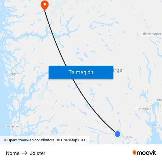 Nome to Jølster map