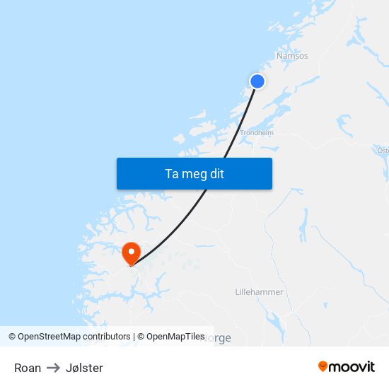 Roan to Jølster map