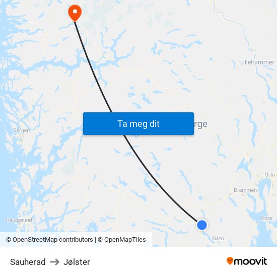 Sauherad to Jølster map