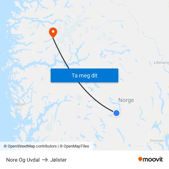 Nore Og Uvdal to Jølster map