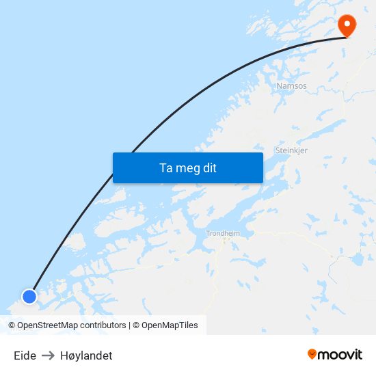 Eide to Høylandet map