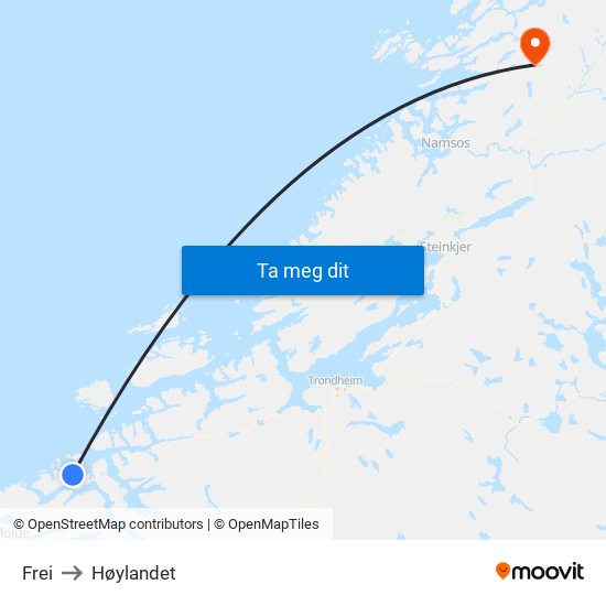 Frei to Høylandet map