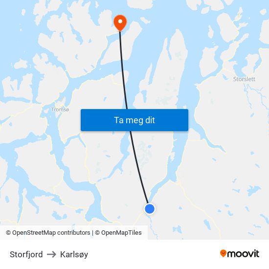 Storfjord to Karlsøy map